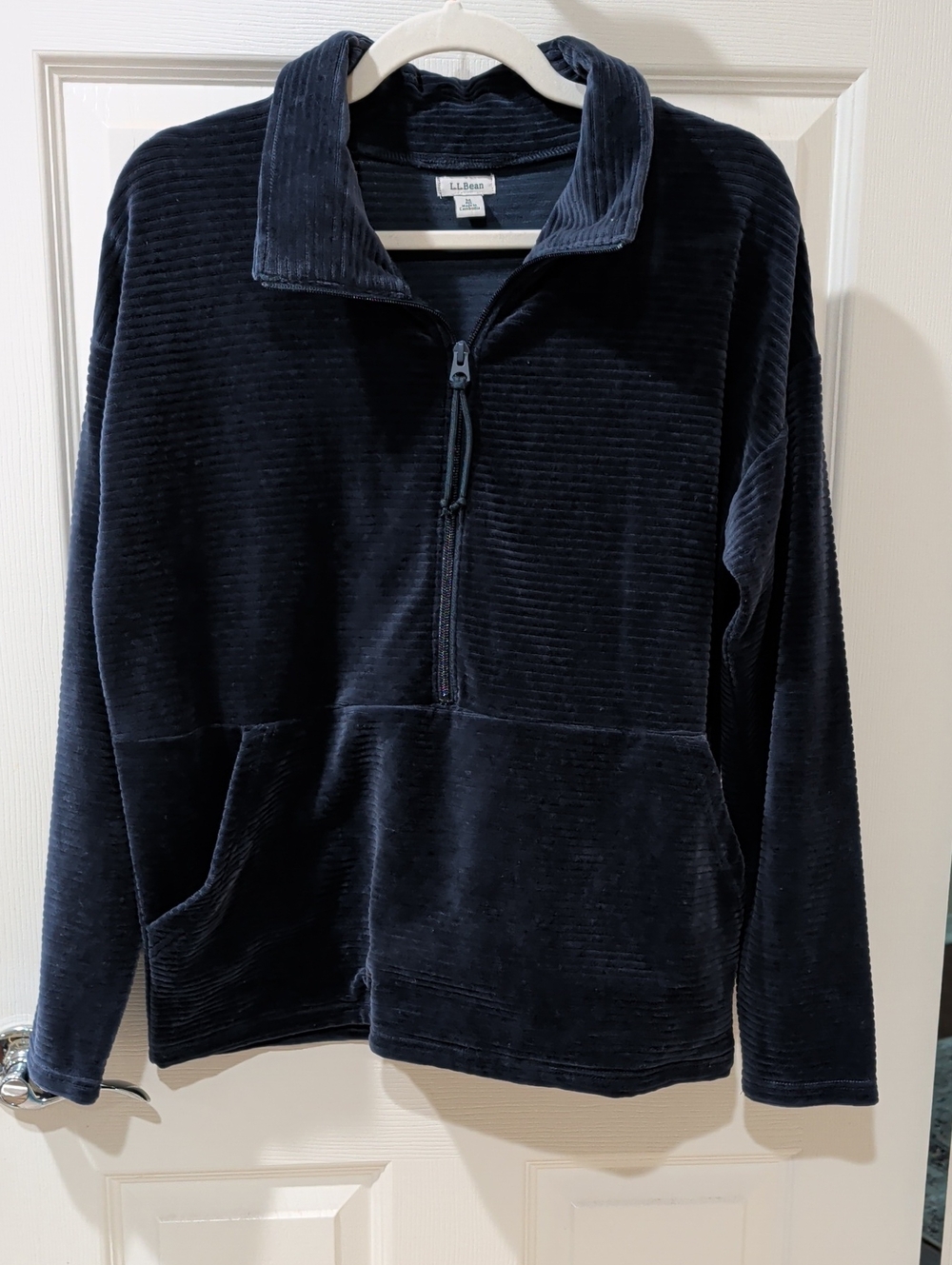L.L. Bean Women's Navy Corduroy Half-Zip Sweater